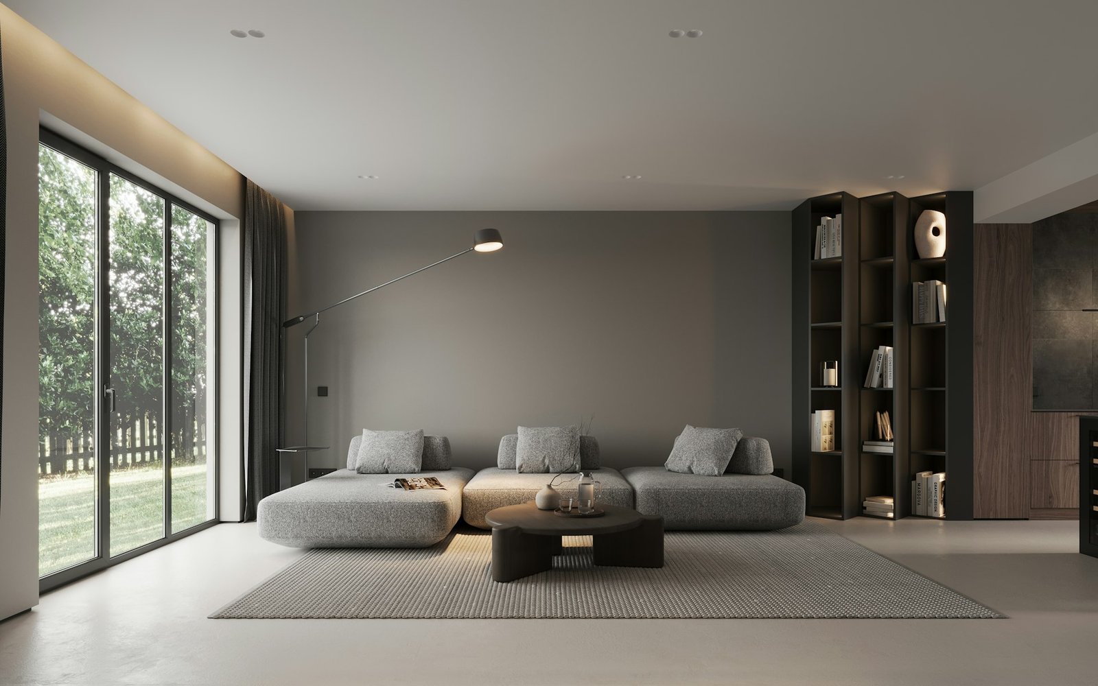 Bright living room with painted walls