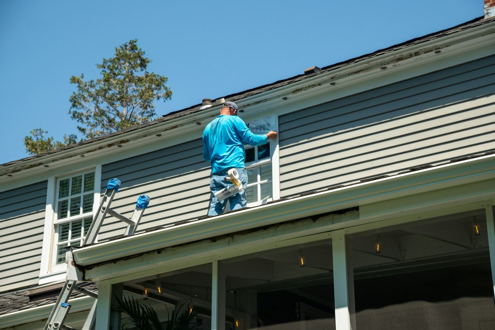 House exterior prepared for paint