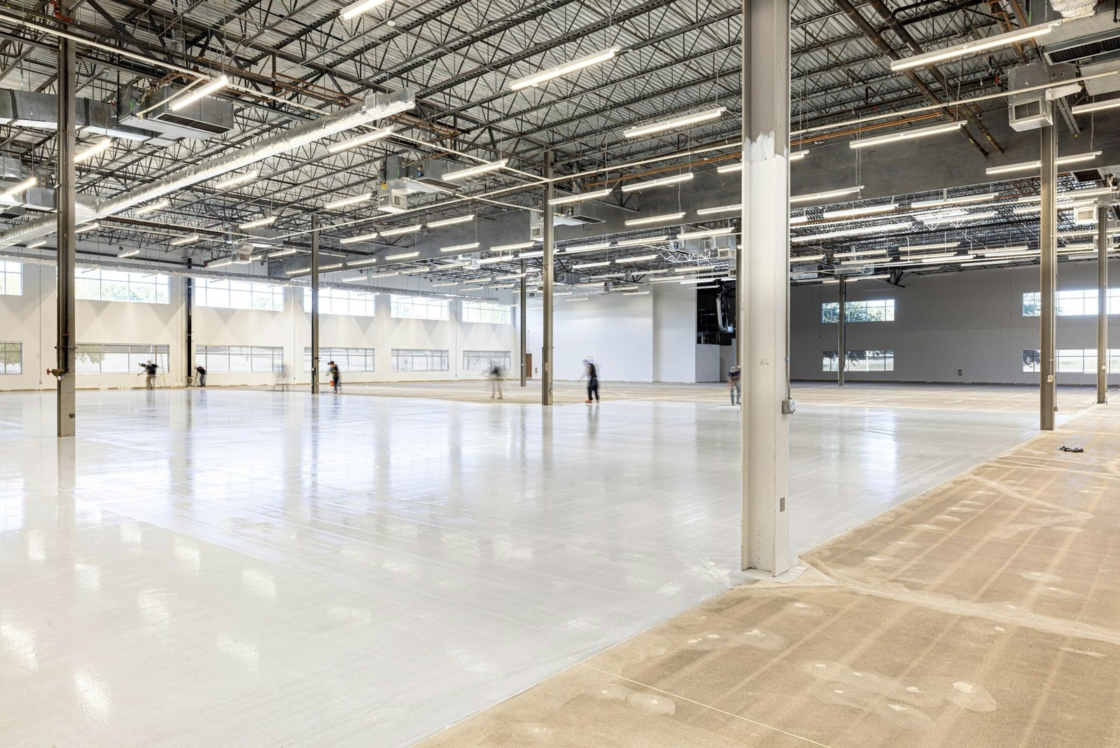 Garage floor coating in progress